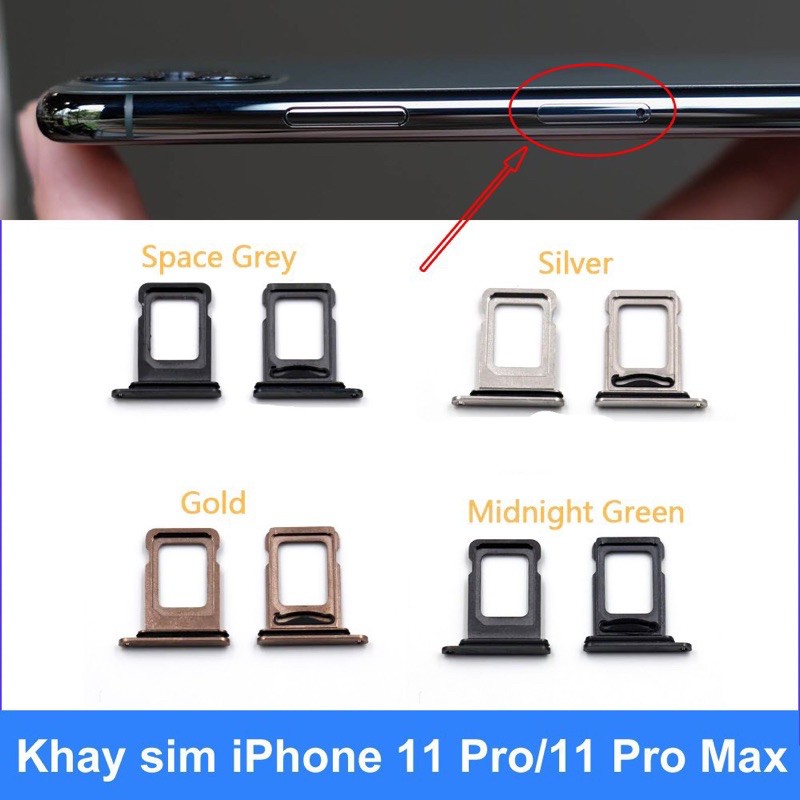 khay Sim iphone 11 / 11 Pro / 11 Pro Max Đủ màu Gold / Siver / xanh / Gray