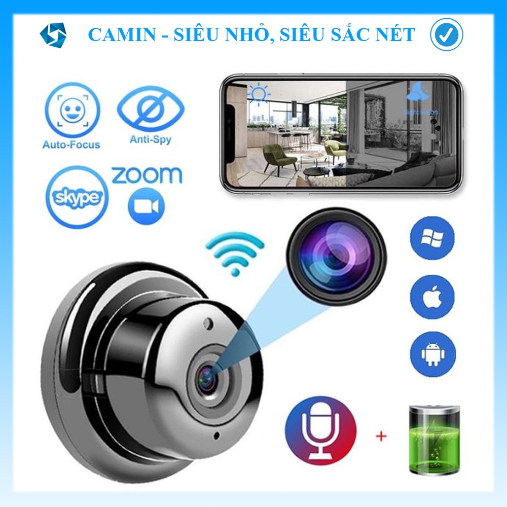 [Freeship] Camera mini wifi IP V380 HD giám sát, anh ninh không dây kết nối với điện thoại, có hồng ngoại quay ban đêm