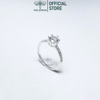 Nhẫn bạc nữ Tlee nhẫn đá lục trụ viền đá bằng sang trọng - TleeSilver
