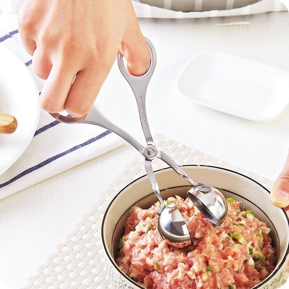 Khuôn Làm Thịt Viên Bằng Thép Không Gỉ Chống Dính Thiết Kế Đục Lỗ Tiện Dụng Diy