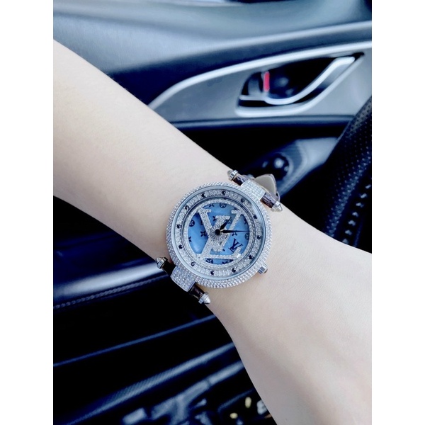 Fullbox hãng, đồng hồ đeo tay nữ Louis Vuitton mặt xoay đính đá cực đẹp sang trọng LUTOS WATCHo