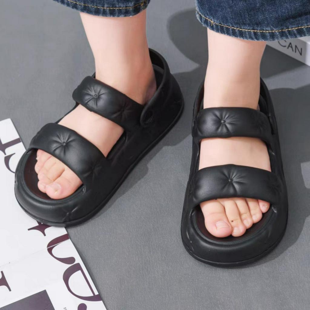 Dép nữ 2 cm sandal quai sau mũi hở hoa tuyết cá tính