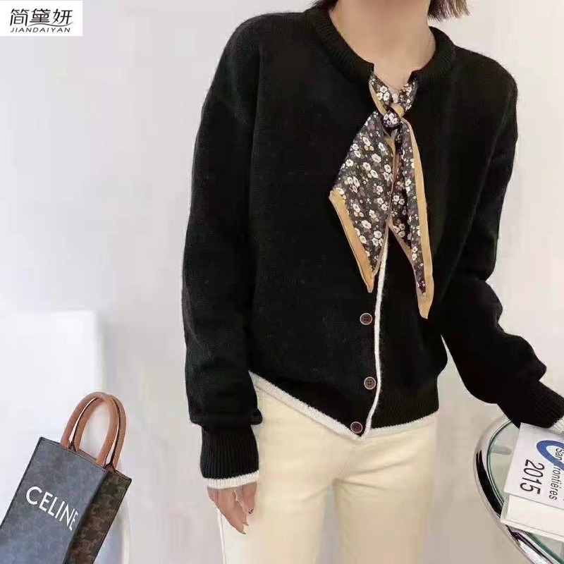 Áo len cardigan dệt kim thắt nơ siêu xinh