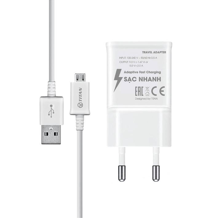 Bộ sạc nhanh Micro USB, Combo sạc gồm Củ Sạc Nhanh Kèm Dây Chân Samsung Hỗ Trợ sạc nhanh 3.0 - Titan - Hàng Chính Hãng