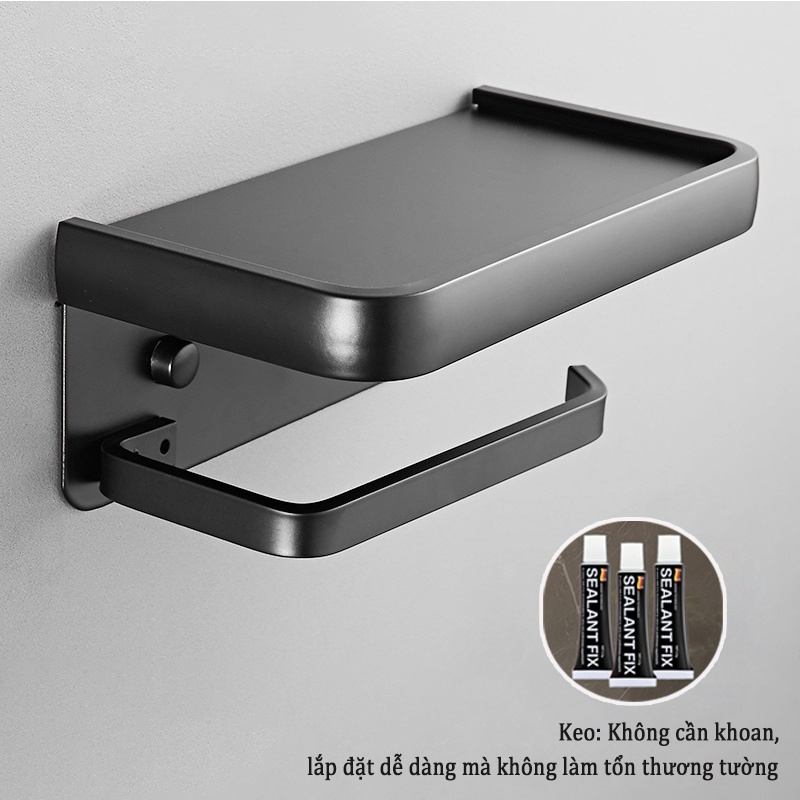 Giá treo cuộn giấy vệ sinh MEIDOO có ngăn giữ đồ dán tường tiện lợi