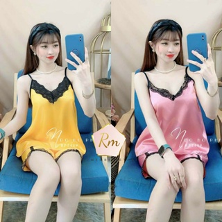 Đồ Bộ Phi Lụa Ngắn Mặc Nhà Dễ Thương