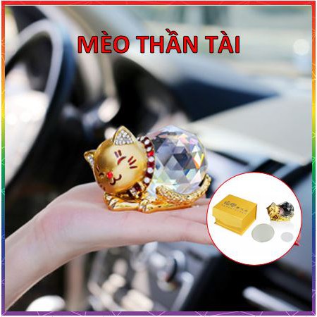 🌟CÓ SẴN🌟 Mèo thần tài pha lê để xe ô tô - mang lại sự may mắn, tiền tài - OTO4S