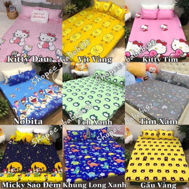 Bộ ga kèm đôi vỏ gối poly cotton siêu ngộ nghĩnh m6 hoặc m8 (được chọn mẫu)