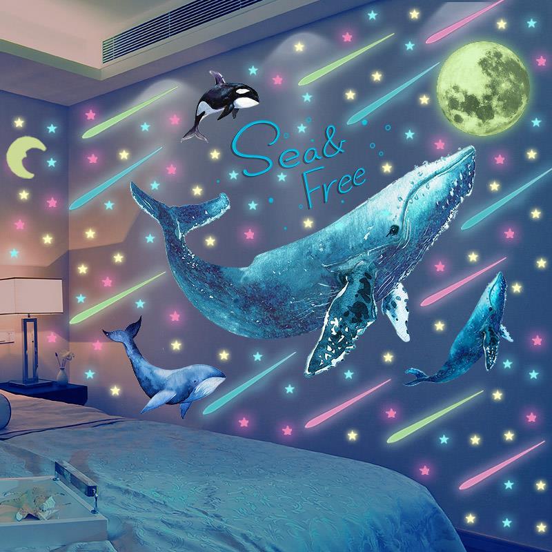 Miếng Dán Tường Hình Ngôi Sao 3d Màu Dạ Quang Trang Trí Phòng Ngủ Cho Bé