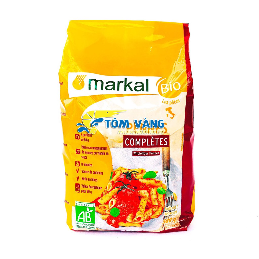 Mì ống Penne Lứt Hữu Cơ Markal 500gr - Tôm Vàng