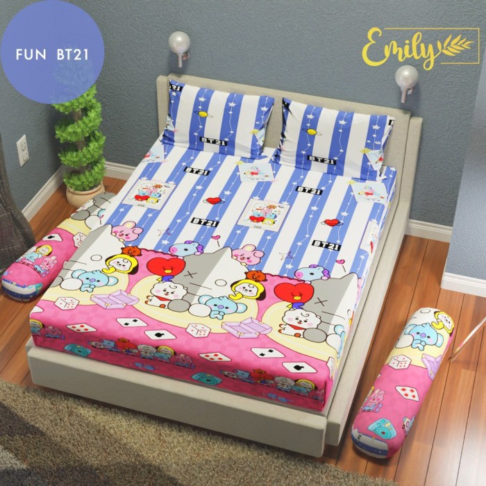 Khăn Cotton Mịn In Họa Tiết BT21 Cho Bé 180X200