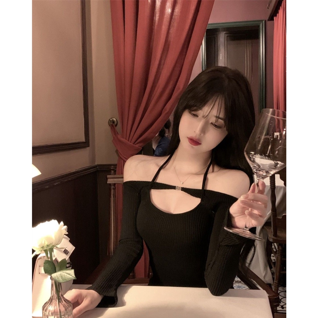 Đầm Dệt Kim Cổ Yếm Không Tay Hở Lưng Phong Cách Mới 2022 Gợi Cảm Cho Nữ