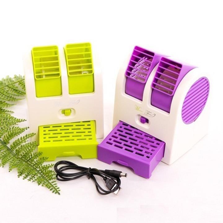 Quạt Đá Điều Hòa Mini 2 Cửa Gió Siêu Tiện Lợi, Dễ Mang Theo - Tặng Cáp Nguồn - Tím