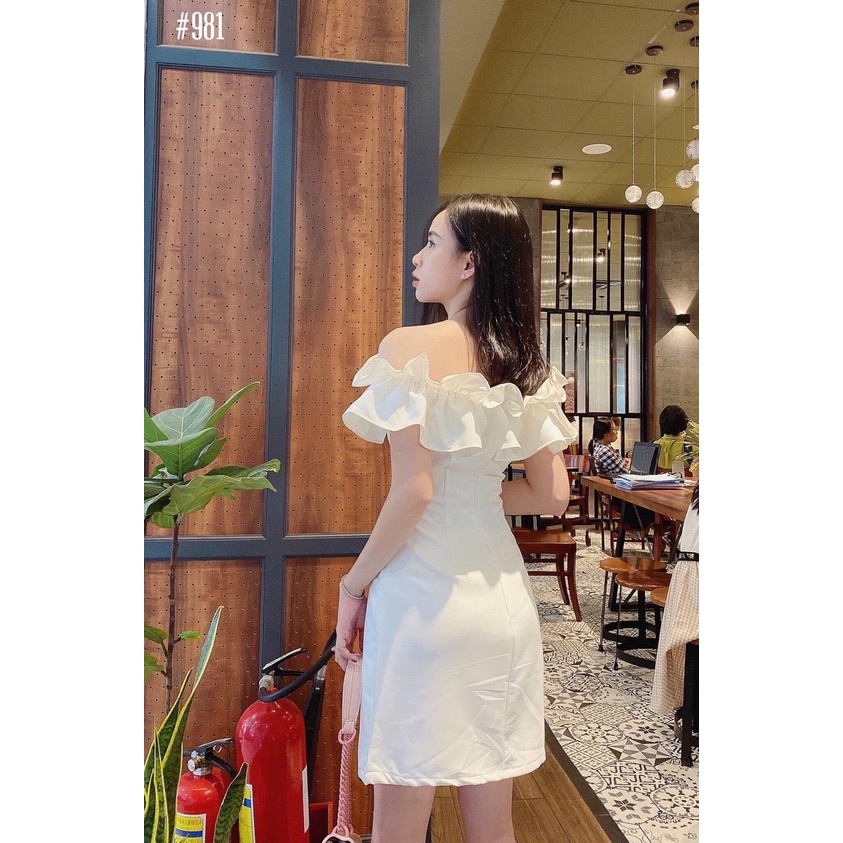 Đầm nữ trắng trễ vai bèo tầng thiết kế thời trang Vải xịn MAY 2 LỚP mã [BEO NGUC]