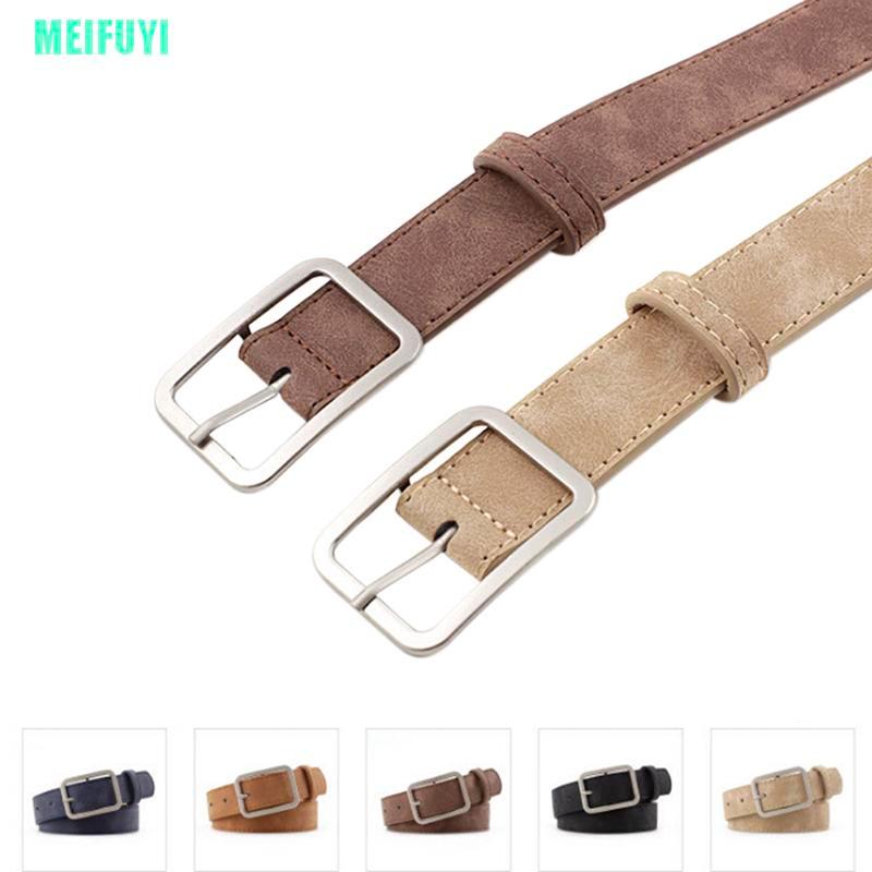 Thắt Lưng Da Màu Trơn Khóa Kim Loại Phong Cách Boho Cho Nữ