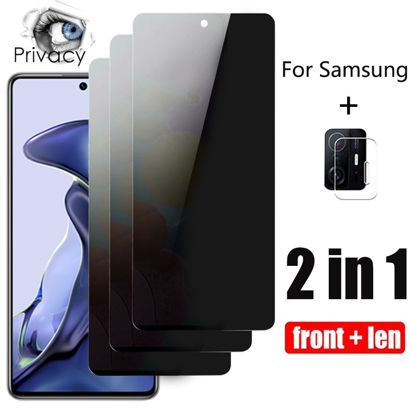 2 In 1 Kính Cường Lực Chống Nhìn Trộm + Cường Lực Camera Samsung Galaxy Note10 Lite A71 M51 S20 fe A72 A52 A52s A02s A02 M12 A42 A12 A10 A10s M10 A20s/32/03s