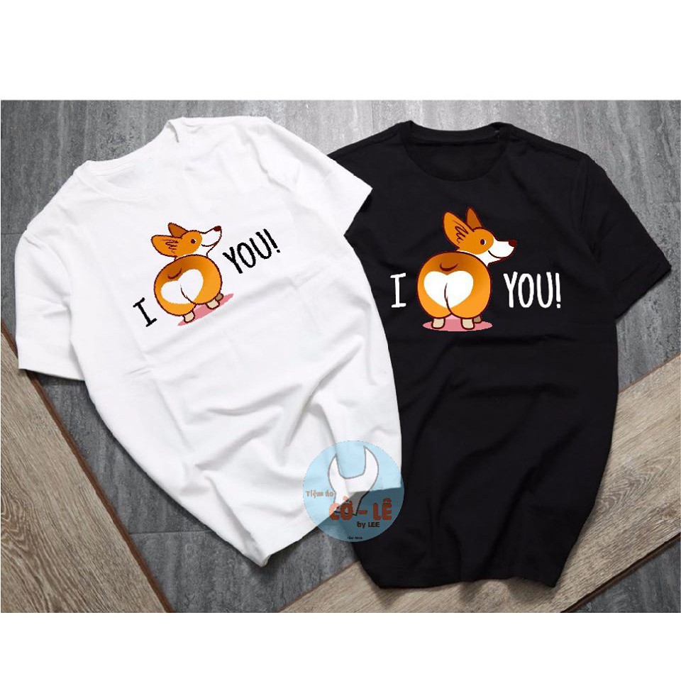 (Hot) Áo thun Cặp Đôi Nam Nữ Corgi đẹp , in áo đôi theo yêu cầu