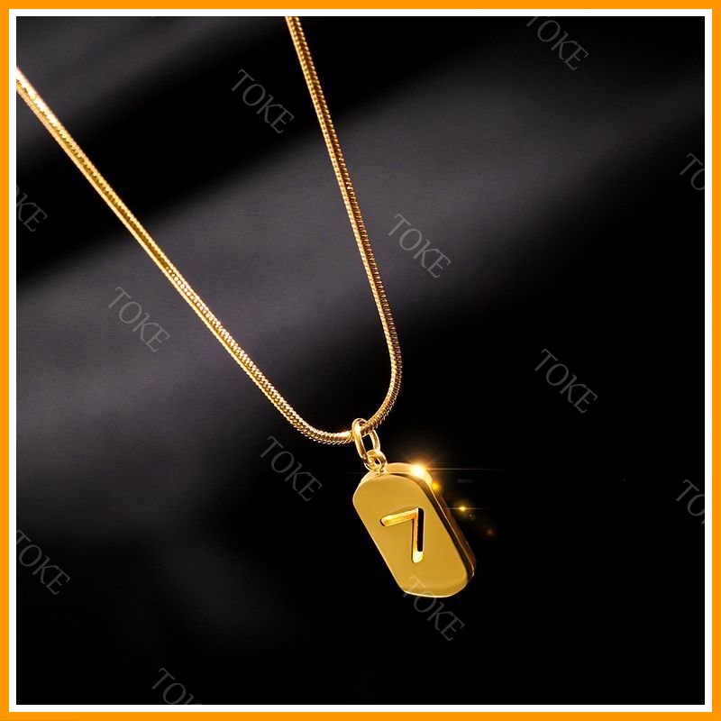TOKE Vòng cổ Vàng 18K Mặt Số 7 Chống Thấm Nước dây chuyền Quà tặng trang sức titan cao cấp không rỉ