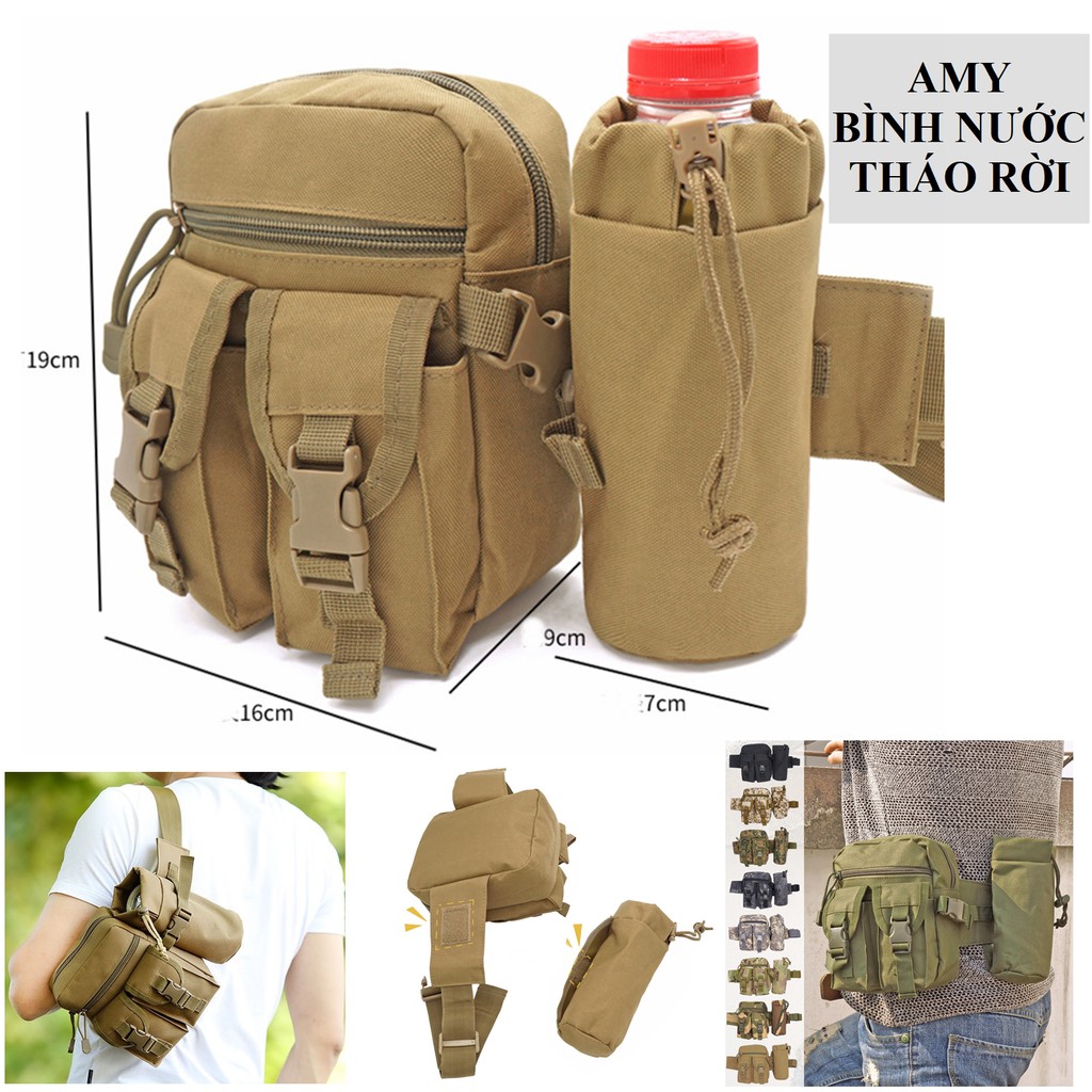 Túi PUBG đeo hông có bình nước tháo rời  19x16x9cm
