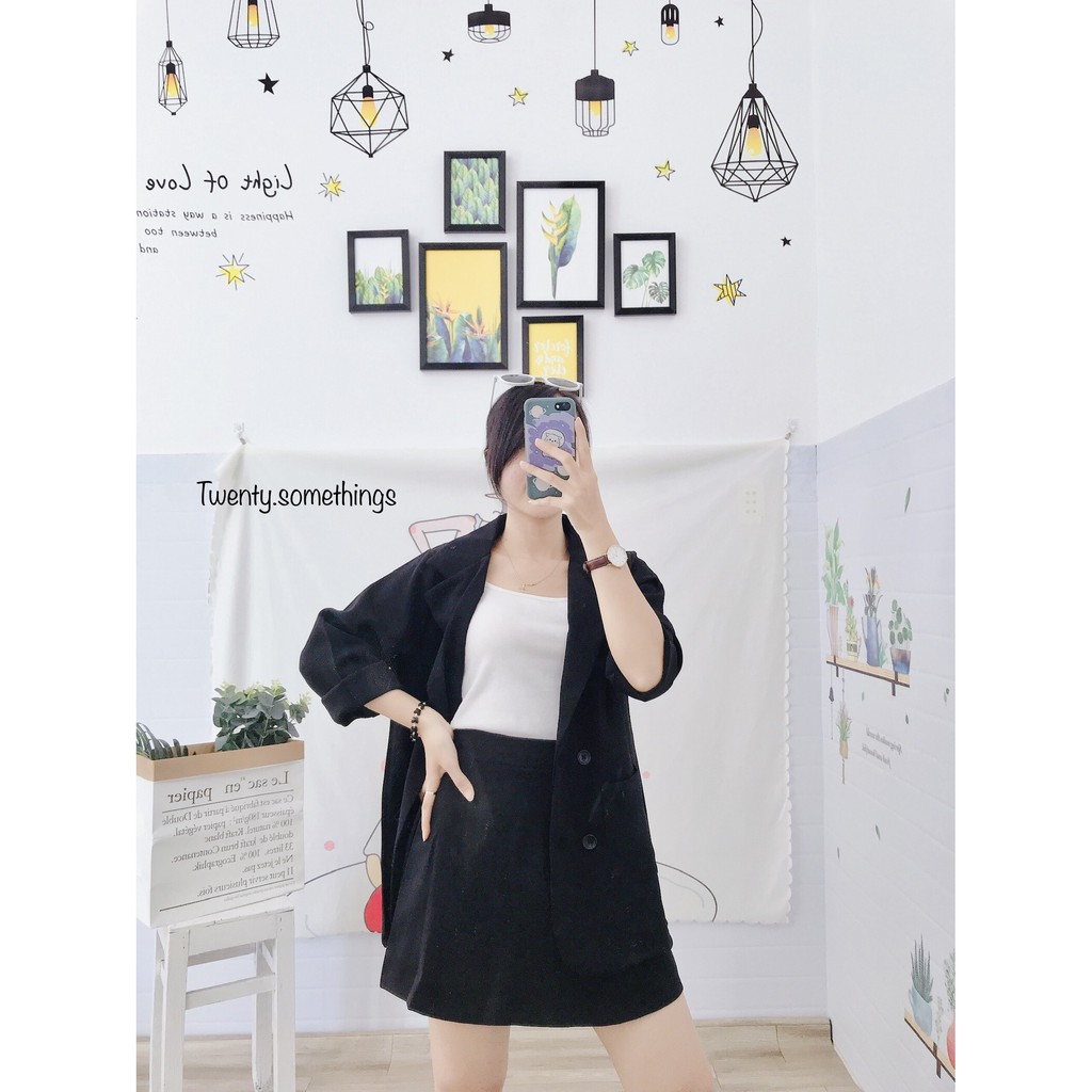 Set 2 Món Blazer Đen & Chân Váy Chữ A (ảnh thật/sẵn/video) | BigBuy360 - bigbuy360.vn
