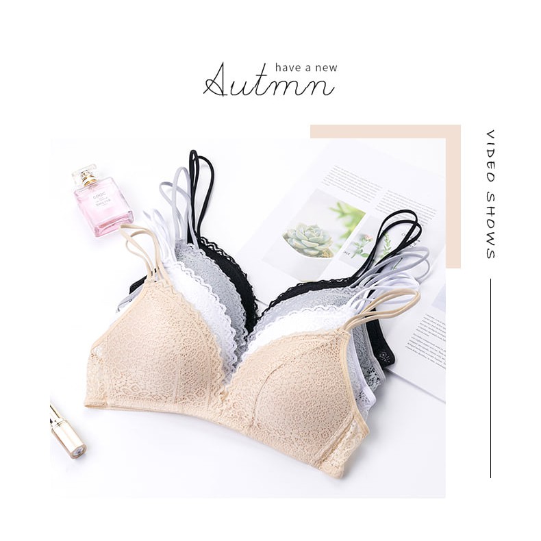 Áo lót đúc ren hoa nhí, áo chíp 2 dây đan chéo, áo lót ren không gọng nâng ngực-AL016 | BigBuy360 - bigbuy360.vn