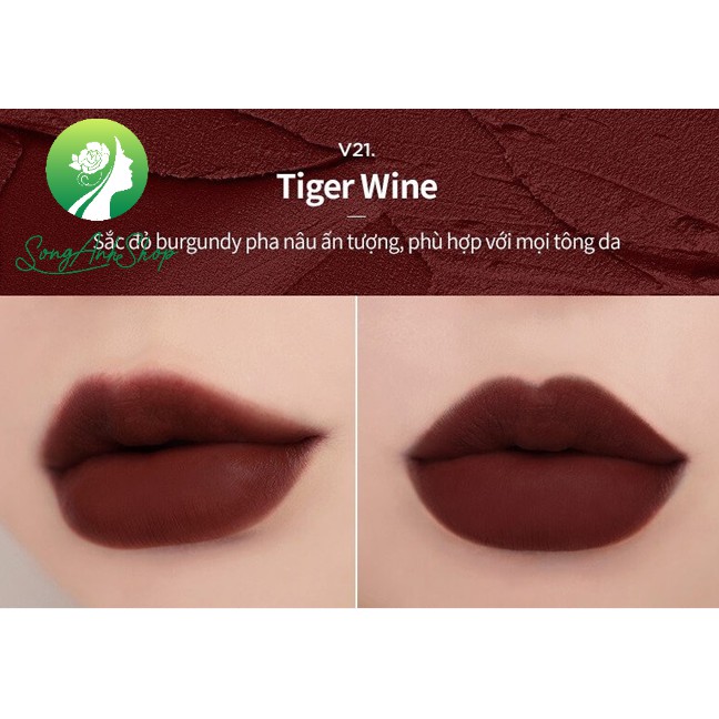 (NEW 2021) Son kem lì Merzy Heritage Velvet Tint #21 đỏ nâu