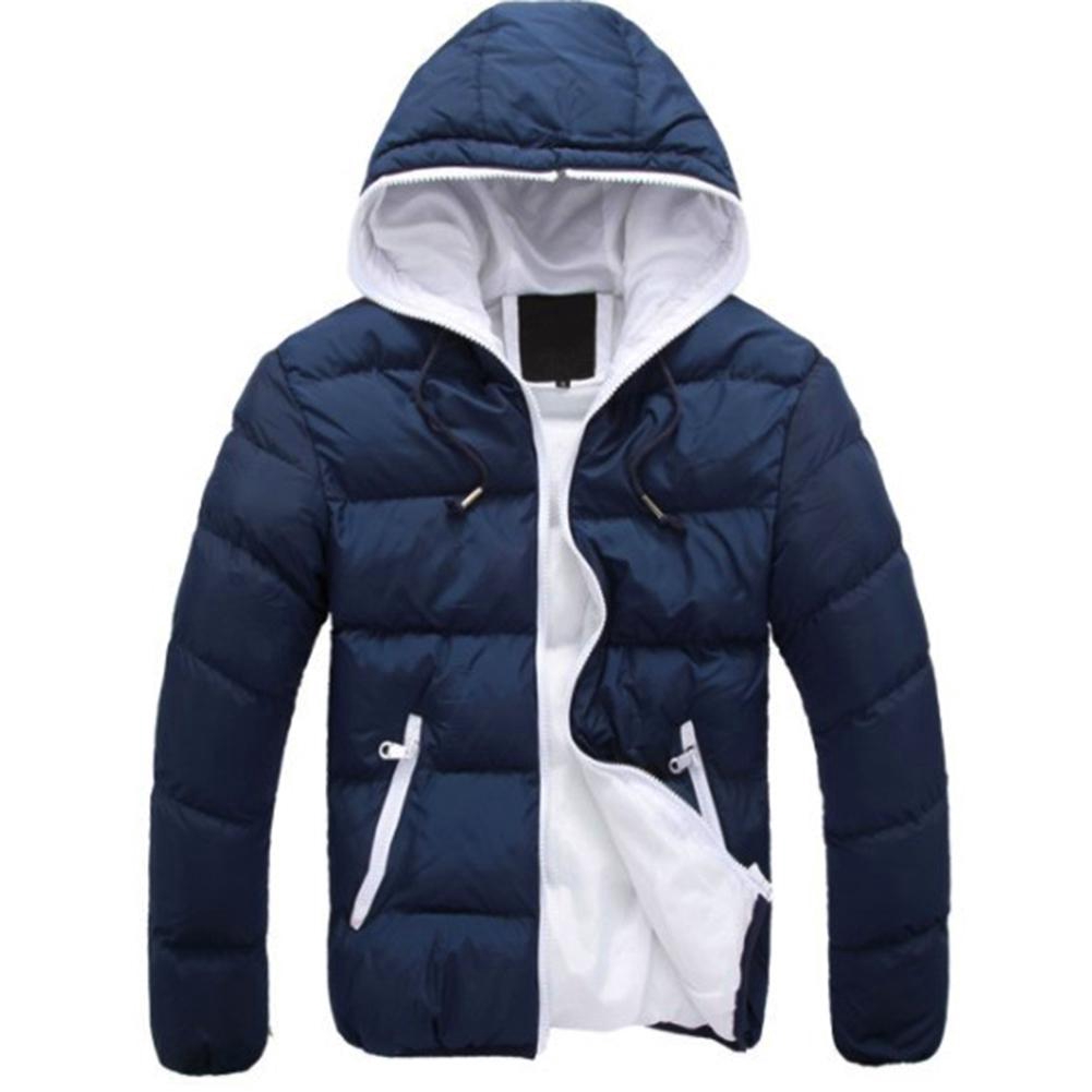 Simple Men Hooded Jacket Coat Winter Padded Warm Down Casual Thick Outwear