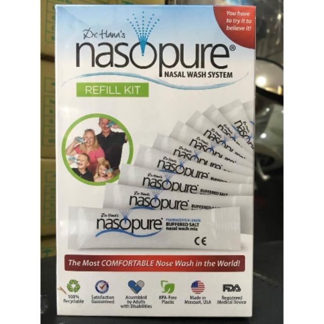 Bộ 20 gói Muối rửa mũi xoang Nasopure Mỹ nhập khẩu