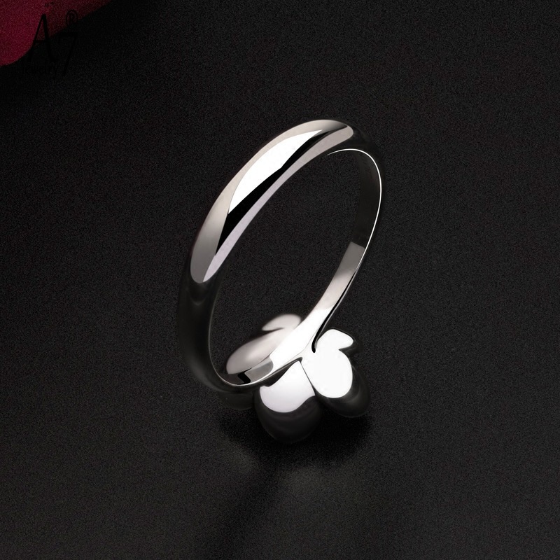 (MỚI) Nhẫn mạ bạc 925 hình hoa hồng đính đá xinh xắn