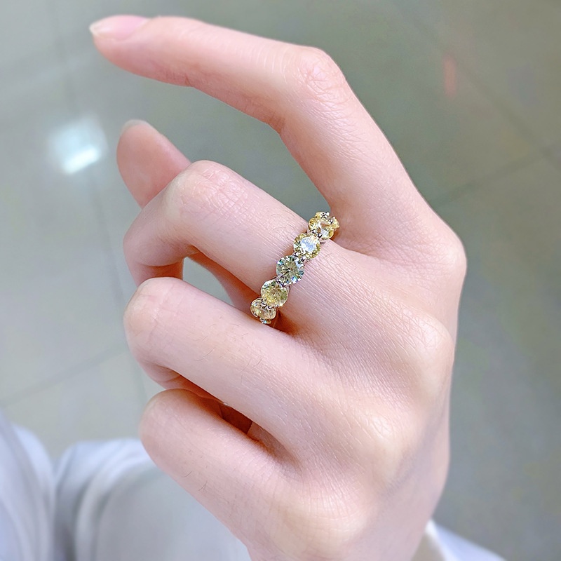 Nhẫn bạc nữ cecy Bạc ý 925 nạm đá màu vàng lấp lánh xinh xắn RR310