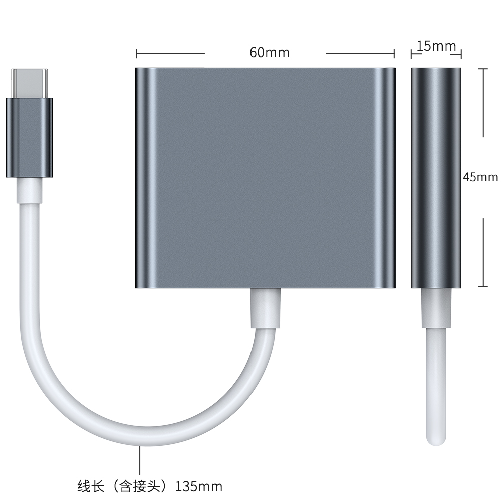 Goojodoq Pembaca Kartu SD Adaptor Kecepatan Tinggi Laptop MacBook Matebook Ponsel 3-In-1 HDMI+USB3.0+PD100W（AD-018) HUB