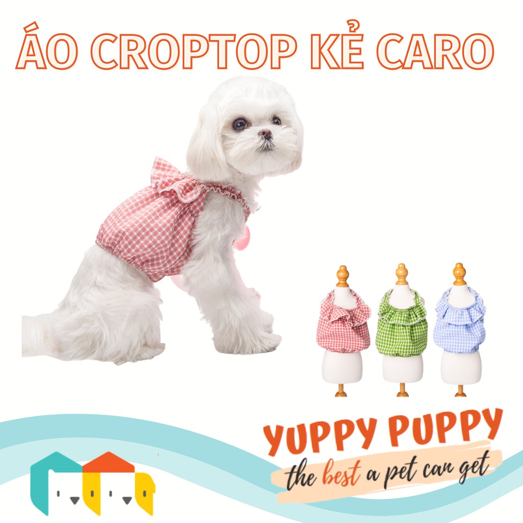 Cheepet Áo croptop kẻ caro cho chó mèo/thú cưng