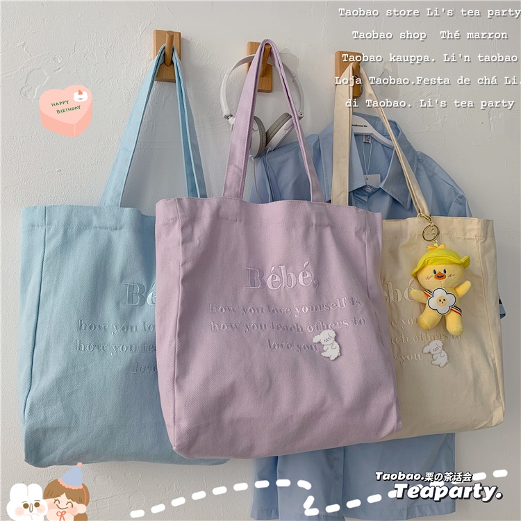 Túi tote vải canvas nữ  , túi  đeo chéo vải Hàn Quốc Ulzzang xinh xắn mang đi học , đi chơi TO012