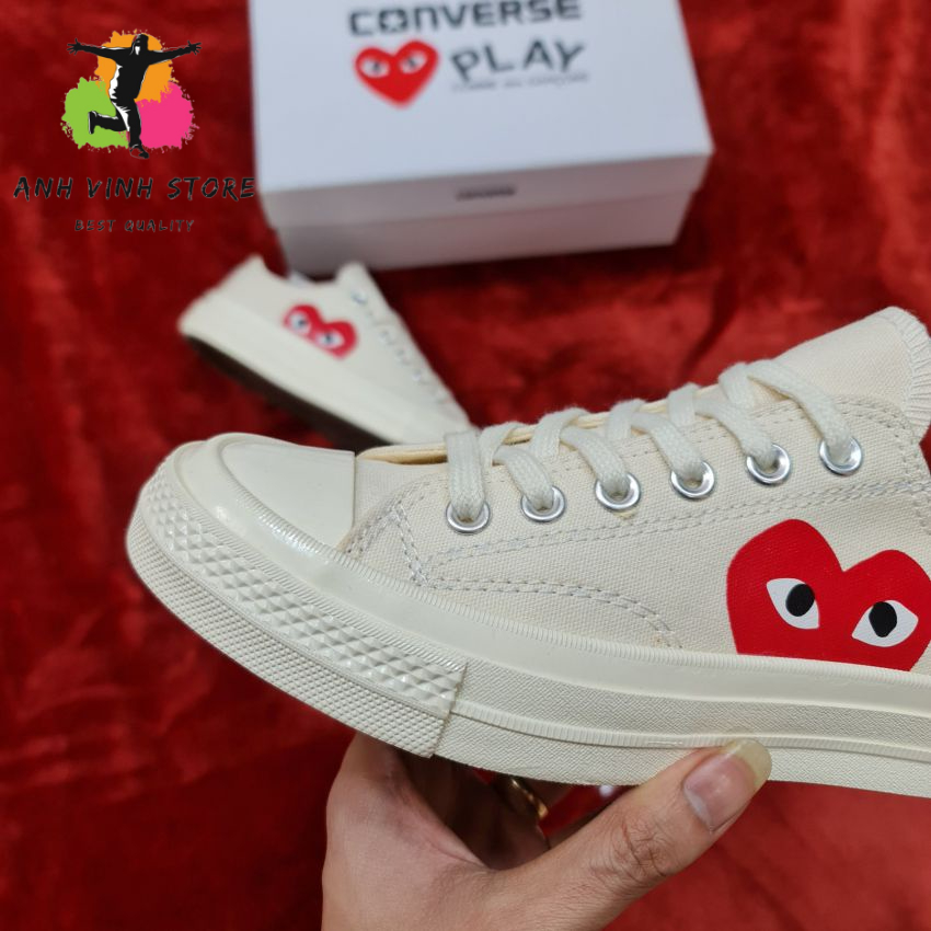 Giày Converse Tim Trắng Sữa Cổ Thấp Nam Nữ