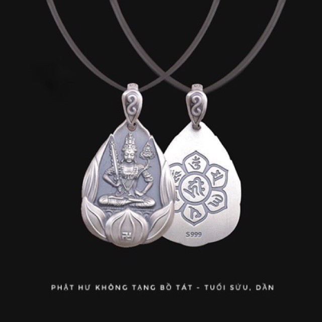 [ĐÃ TRÌ CHÚ] Vòng Cổ Phật Bản Mệnh Tuổi Sửu, Tuổi Dần Bằng Bạc - Phật Hư Không Tạng Bồ Tát, tặng dây đeo (HOT)