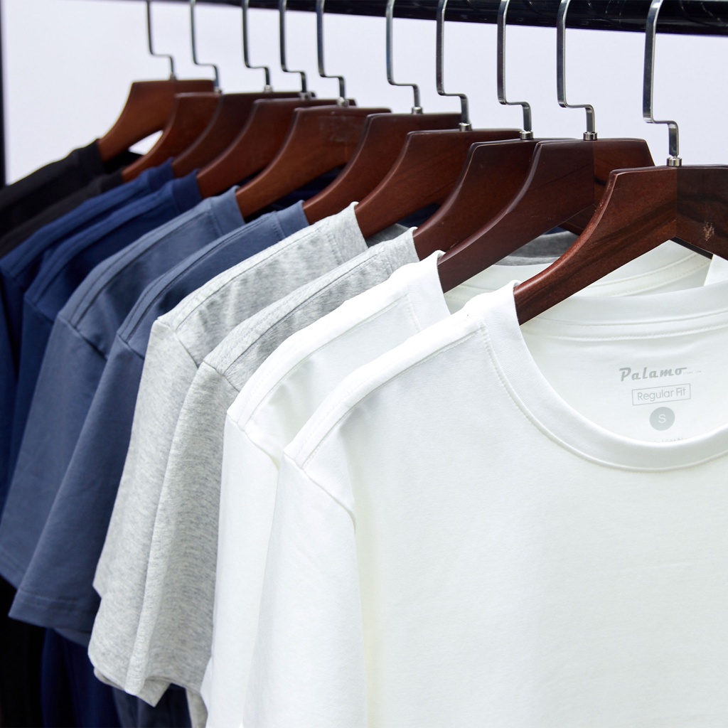 Áo thun nam cotton compact chất mát Palamo size 40kg-85kg, chống nhăn xù, mền mịn