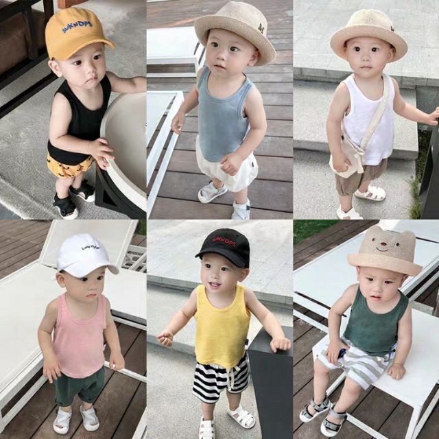 Áo ba lỗ cotton nhiều màu cho bé