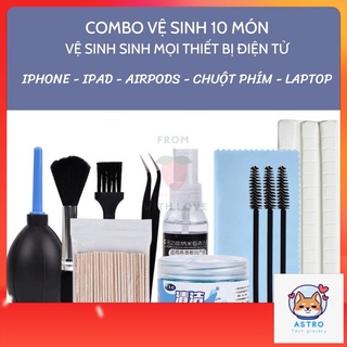 [Combo 10 món] Bộ dụng cụ vệ sinh toàn thiết bị điện tử iPhone iPad Laptop Macbook Airpods Bàn phím