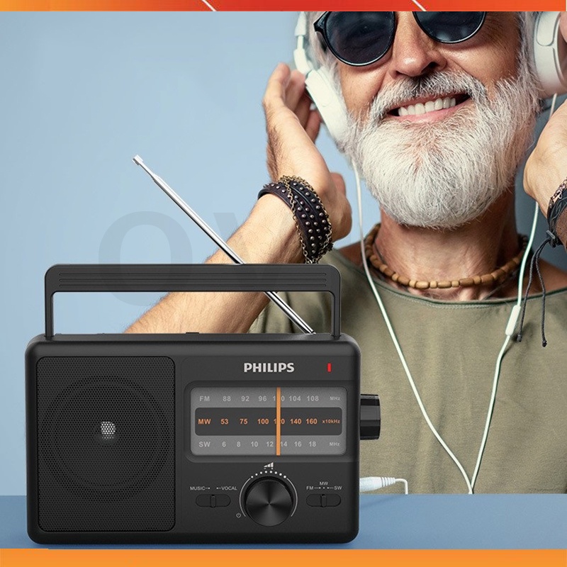 Philips TAR2368 / TAR3368 / TAR3568 - Đài Radio AM/FM/SW Cổ Điển Cỡ Lớn Dành Cho Người Già, Công Suất 6W