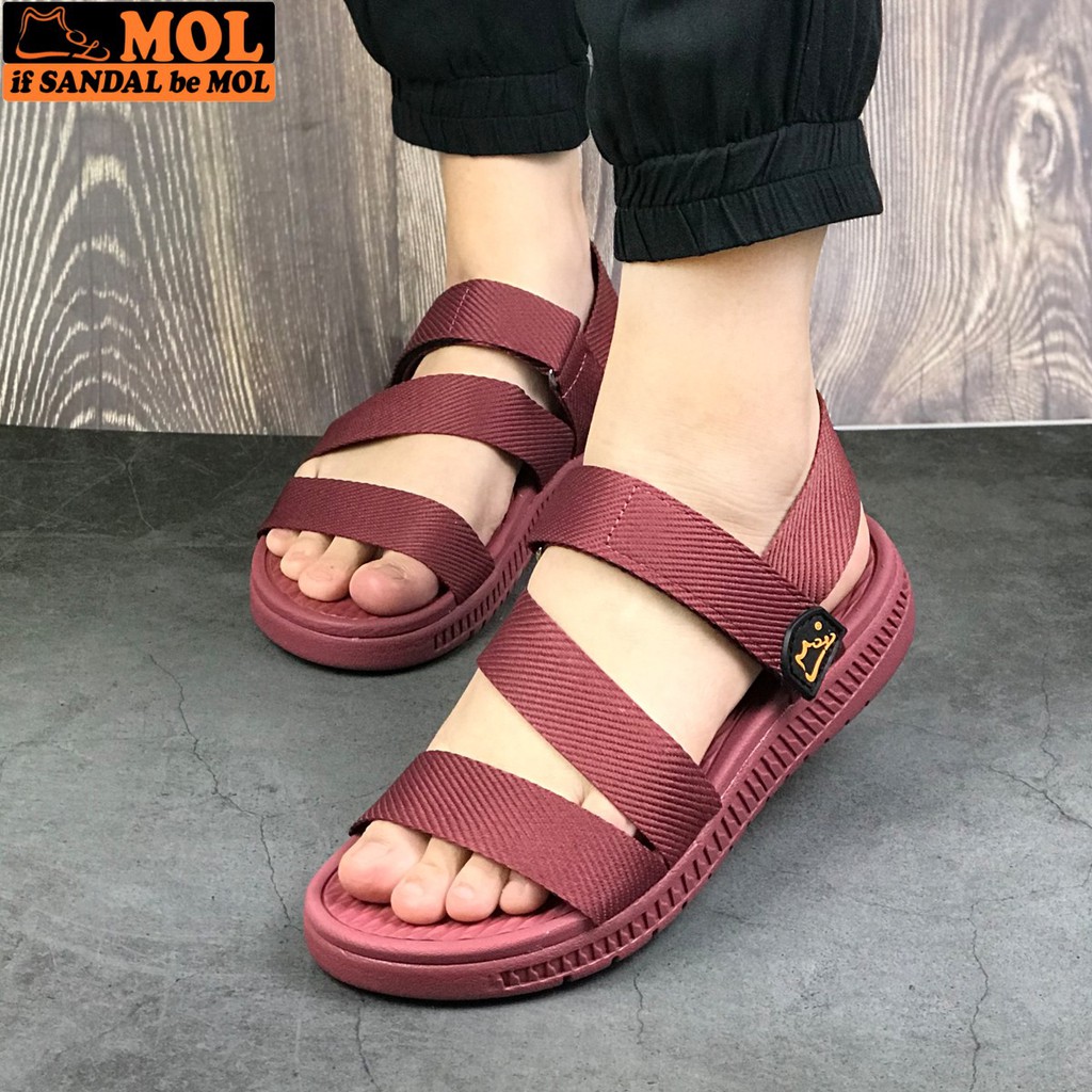 Giày sandal couple nam nữ quai ngang siêu nhẹ có quai hậu cố định cho cặp đôi mang đi học đi biển du lịch hiệu MOL MS2R2