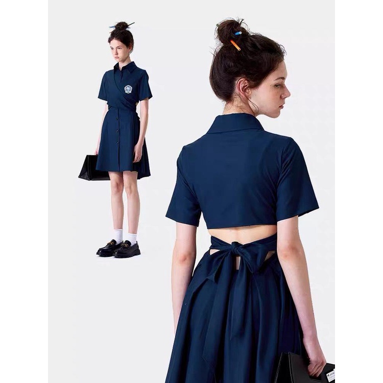 Đầm Thắt Nơ Phong Cách Preppy Dành Cho Nữ 22S