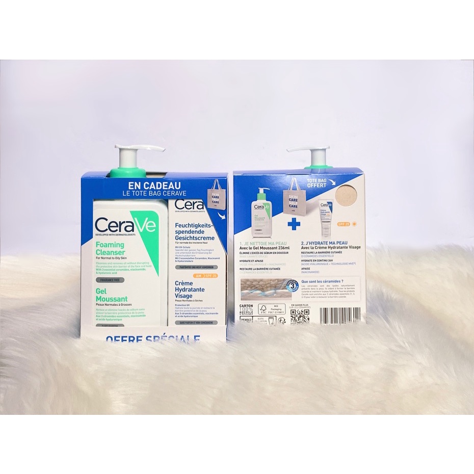 Set sữa rửa mặt da dầu CRV Foaming Facial Cleanser + túi vải