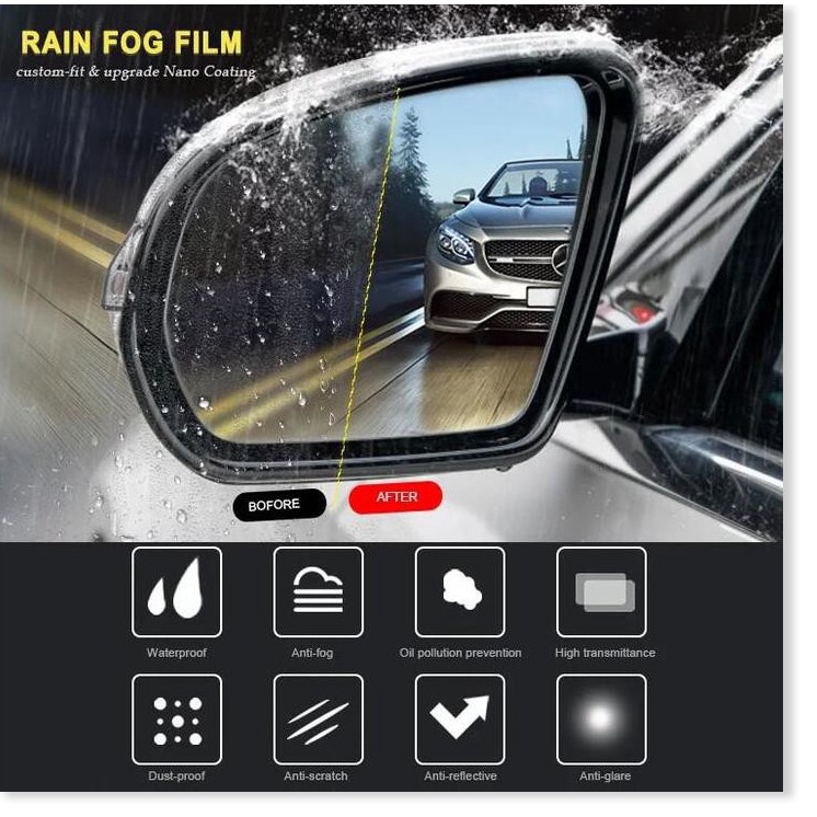 Bộ 4 miếng dán chống nước gương ô tô – 4 tấm dán kính chống nước mưa