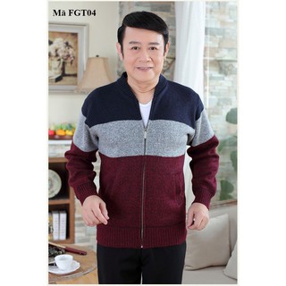 Áo khoác len lót nỉ cho người lớn tuổi form to có sẵn hàng