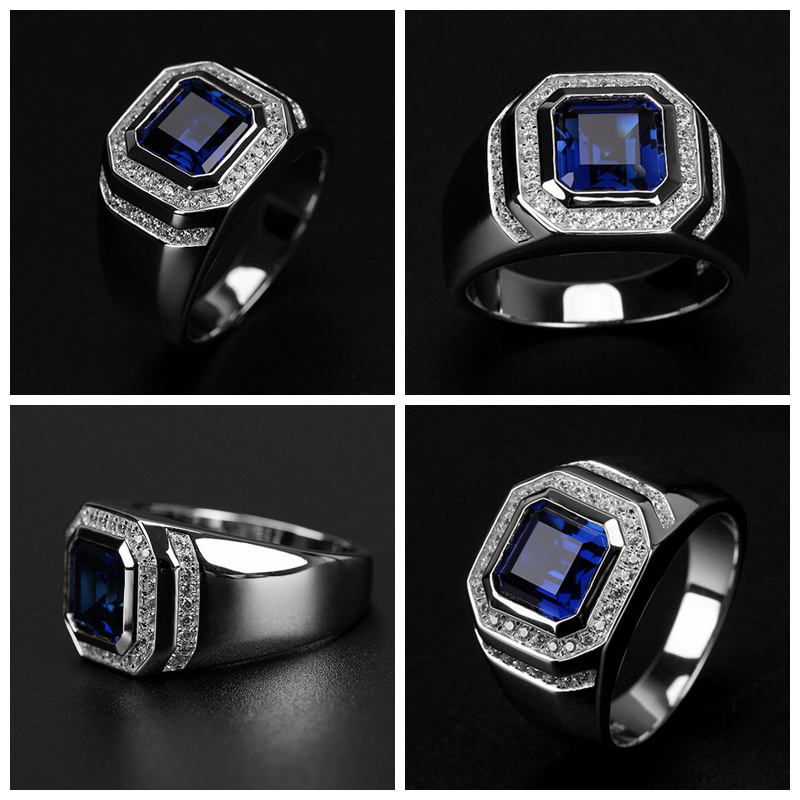 Trang sức nhẫn bằng đa sapphire màu xanh dương