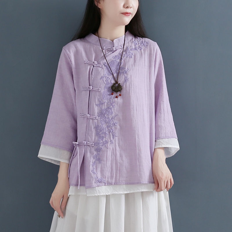 ☻ L O T U S ☻ Cộng Với Kích Thước Phương Đông Áo Thêu Phụ Nữ CAL1770