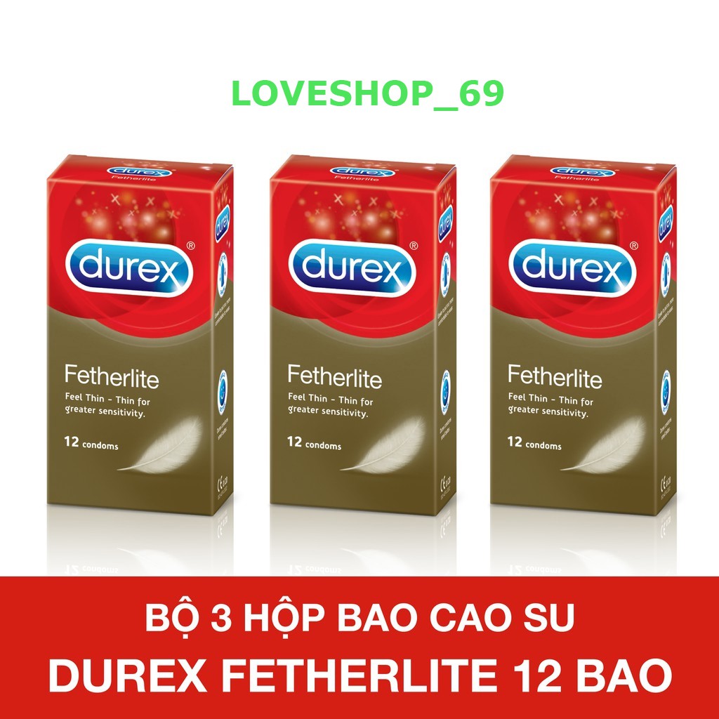 (CHE TÊN) Combo 3 hộp Bao cao su SIÊU MỎNG Durex Fetherlite- 36 chiếc