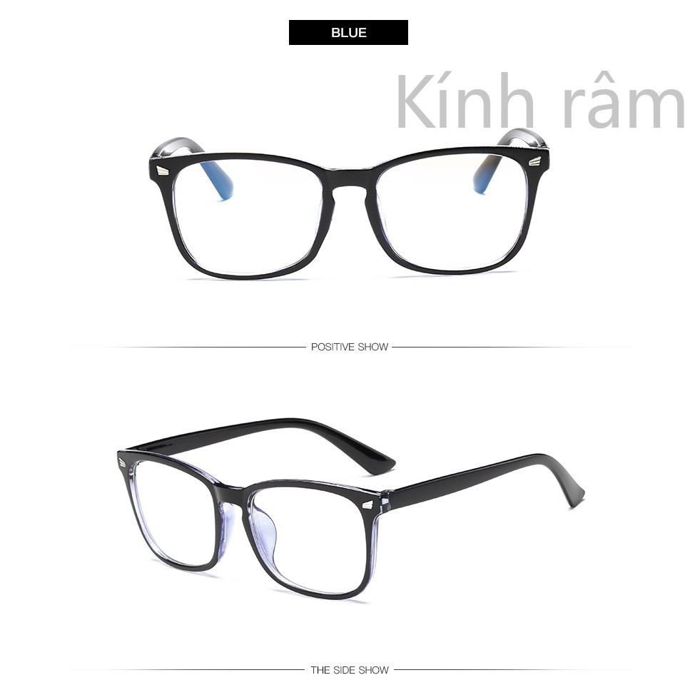 Gọng kính cận vuông D1004 kèm sẳn tròng 0 độ chống ánh sáng xanh bảo vệ mắt trước màn hình phù hợp mặt tròn, dài | BigBuy360 - bigbuy360.vn