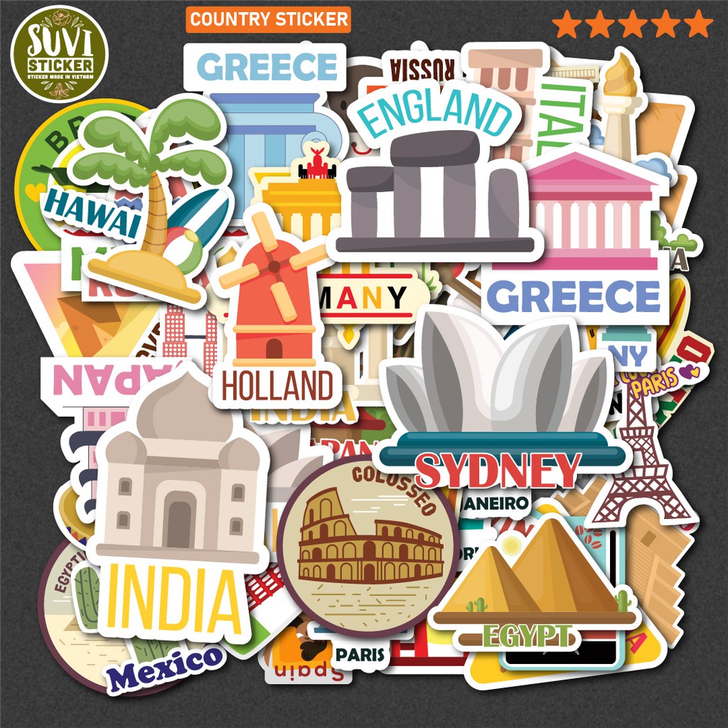 50 Sticker Phong Cảnh chống nước sticker dán laptop, điện thoại, đàn guitar, mũ bảo hiểm, vali. MSP: T06