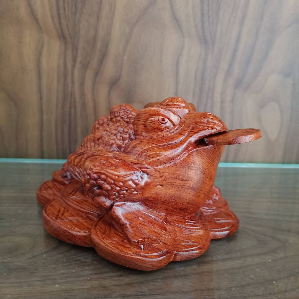 Cóc ngậm tiền (thiềm thừ) gỗ hương loại nhỏ (Cao 8, ngang 12, sâu 14 cm)